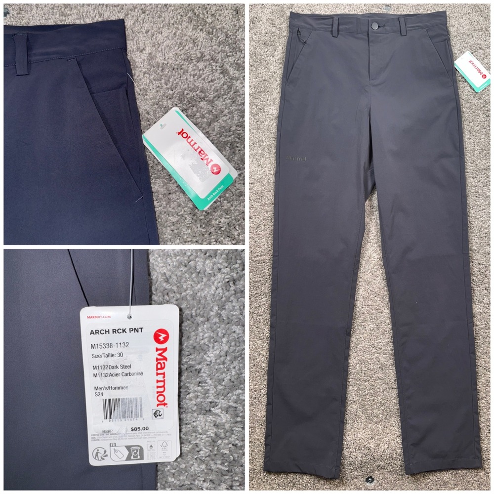 Marmot Arch Rock Pant Mens Hiking Outdoor Nylon Stetch Dark Steel Size 30x32 NEW